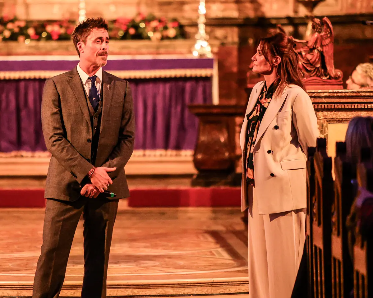 Sarah and Jim on stage at Christmas with the Stars 2025